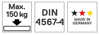 DIN EN 1004, Made in Germany, Industriefähig, Privater Gebrauch, Belastung