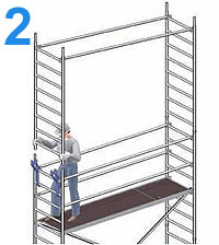 Standleiter mit Rückenlehne nach oben schwenken und aufstecken