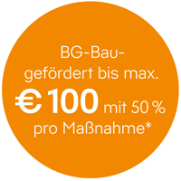Layher BG Bau Förderung bis 100€ mit 50% pro Massnahme