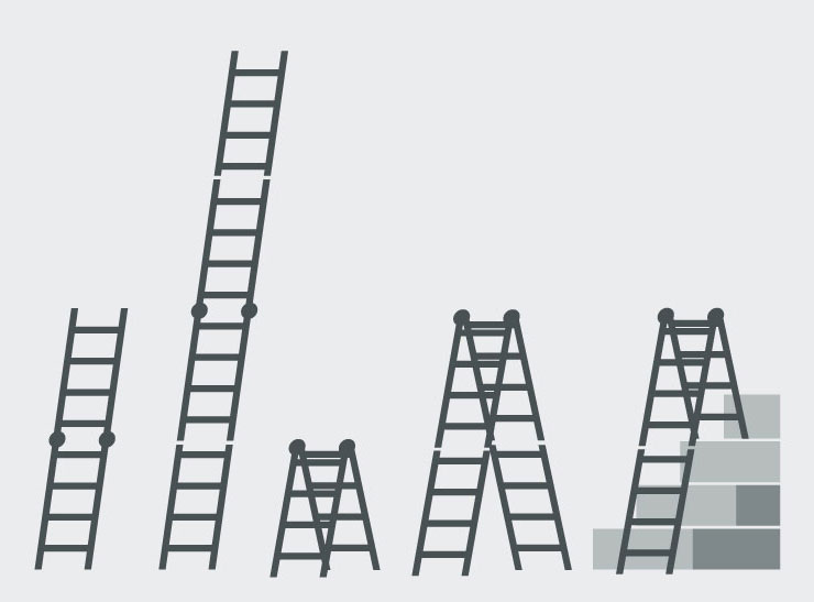 Siedra Leitern Teleskopleiter Skizze Anwendungsmöglichkeiten